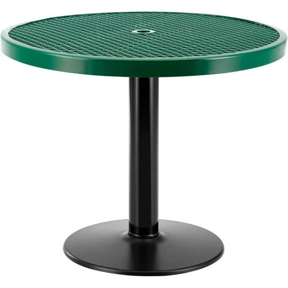 Global Industrial 278001GN 36 in. Round Outdoor Cafe Table - 29 in. - Expanded Metal - Green