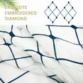 thumbnail image 4 of Topfinel White Sheer Curtains 90 inch Long Geometric Navy Embroidered Diamond Grommet Window Curtains for Living Room Bedroom,Tulle Window Drapes, Light Weight Soft Boho Curtains,54x90 inch,2 Panels, 4 of 7
