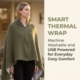 thumbnail image 4 of YAMB Heated Wearable Blanket Shawl, Portable USB Warm Heating Throw Wrap with Zipper, Soft Fleece Heating Cape for Home Office Outdoor Winter Use, Green, 4 of 8