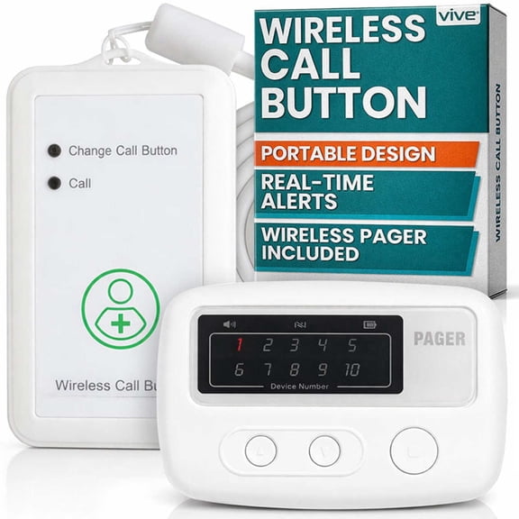 Vive Wireless Call Button – Emergency Alert Button for Seniors & Caregivers, Easy-Press Assistance Button, Works with Vive Pager (Sold Separately)
