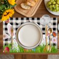 thumbnail image 4 of Easter Bunny Placemats Set of 6, Spring Easter Eggs Floral White Black Plaid Placemats for Dining Table, Place Mats for Kitchen Tabletop, Waterproof Wipeable Dining Table Mats Set, 4 of 9