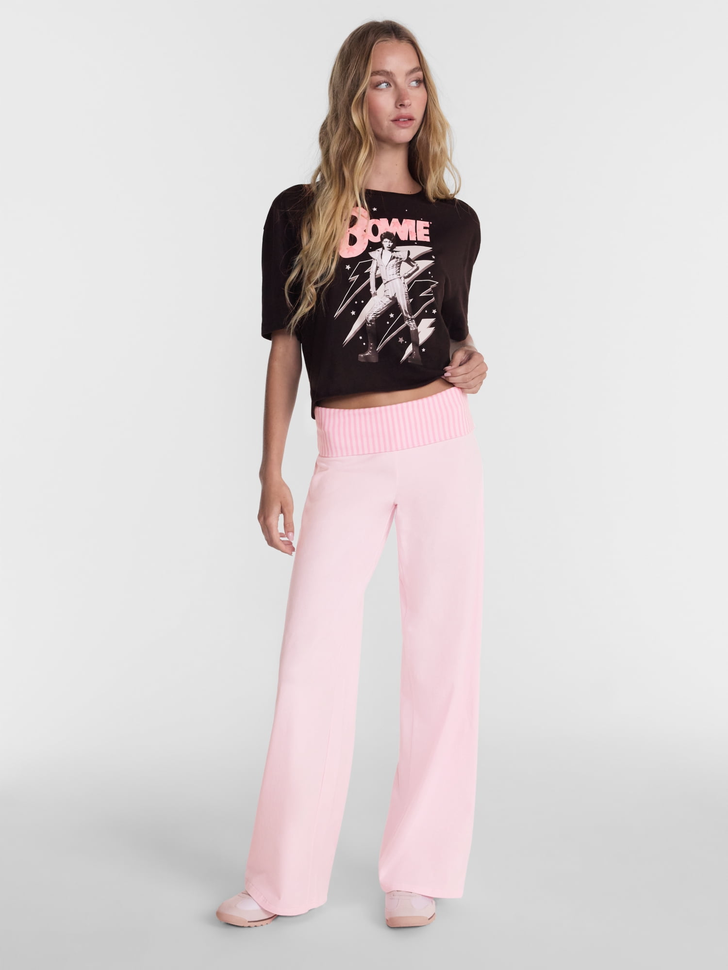 No Boundaries Foldover Wide Leg Pants, 31'' Inseam, Women's XXS-XXL