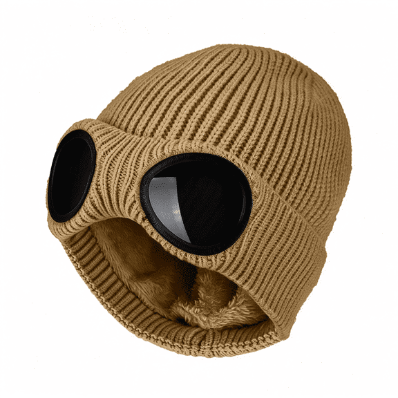 XIBUFE Beanie with Goggle Knitted Ski Hat Boggle Fall Outfits for Man & Women Warm Windproof Beanie with Goggles