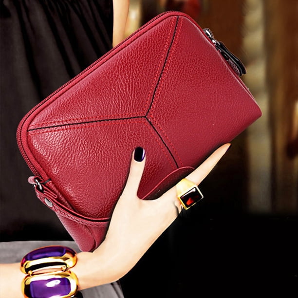 Bolsa Mini multifunción de cuero PU para mujer, de mano para tarjetas y monedas (rojo) Ndcxsfigh Para Estrenar