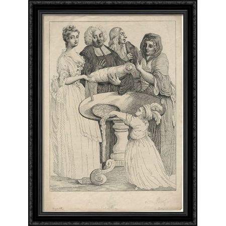 - John Henley with five unknown figures 28x36 Large Black Ornate Wood Framed Canvas Art by William Hogarth