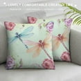 thumbnail image 3 of Creowell  Dragonfly Throw Pillow Cover,Watercolor Floral Botanical Double Sides Print Cushion Cover for Bed Sofa,Natural Themed Square Couch Pillow Cover,Single Pack, 3 of 5