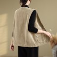 thumbnail image 4 of thefmos Women's Sleeveless Knit Vest with Chest Pocket Solid Color Casual Coat Fashion Spring Fall Outfit, Beige 2XL, 4 of 5