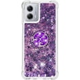 thumbnail image 2 of Glitter Clear Sparkly Bling Case for Motorola Moto G 5G (2023), Flowing Liquid Quicksand Cover with Diamond Ring Holder Case for Motorola Moto G 5G (2023)  Purple, 2 of 14