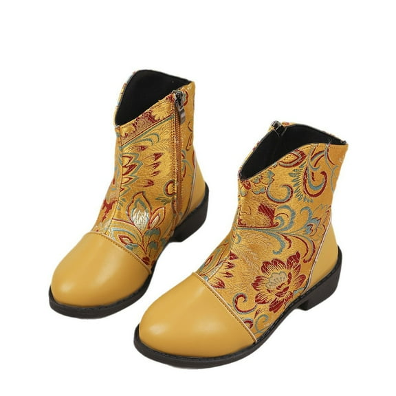Viluyesy Boots for Kid Girls Knee Length Non Slip Thick Bottom Keep Warm Casual Fashion Girls Fall and Winter Shoes Yellow US 2.5 M