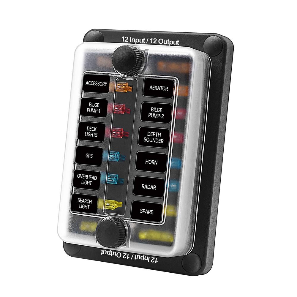 32V Marine Fuse Block 12Way Fuse Box ATO/ATC Waterproof Fuse Panel