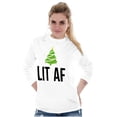 thumbnail image 3 of Festive Holiday Christmas Tree Lit AF Long Sleeve TShirt Men Women Brisco Brands S, 3 of 6