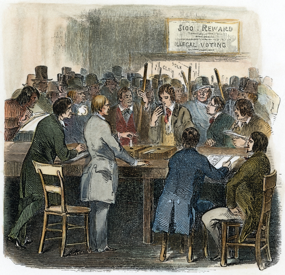 New York City Ballot 1844 Men Casting Their Ballots At New York City In