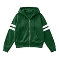 thumbnail image 5 of LUVDA Stripe Sleeve Zip Up Hoodie for Women Athletic Sweatshirt with Kangaroo Pocket Casual Loose Fit Top, 5 of 7