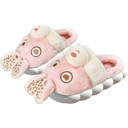 

CoCopeaunt Cute Animal Slippers for Women Men Fluffy Fur Soft Warm Anti-slip House Shoes Meomory Foam Indoor Slippers