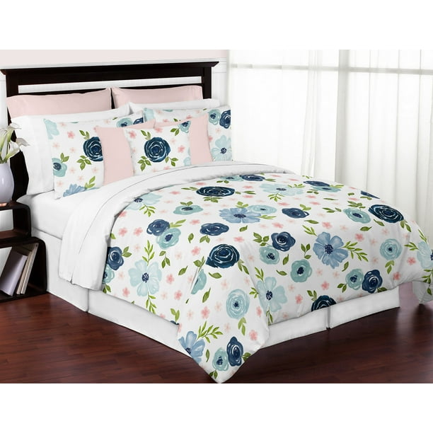 Blue And Pink Fl Full Queen Bedding Set 3 Pieces Blush Navy Green White Shabby Chic Watercolor Rose Flower Girl Kid Childrens Comforter By Sweet Jojo Designs Com - Childrens Quilt Bedding Blue And Pink Fl Full Queen Bedding Set 3 Pieces Blush Navy Green White Shabby Chic Watercolor Rose Flower Girl Kid Childrens Comforter By Sweet Jojo Designs Com - Childrens Quilt Bedding