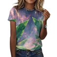 thumbnail image 3 of Palm Print T-Shirt O Neck Retro Print Big Size T-Shirts Short Sleeve Tees Womens Pretty Design, 3 of 5