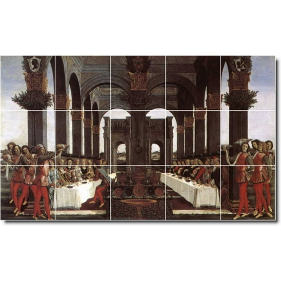 Ceramic Tile Mural-Sandro Botticelli Mythology 5. 40" w x 24" h using (15) 8 x 8 ceramic tiles
