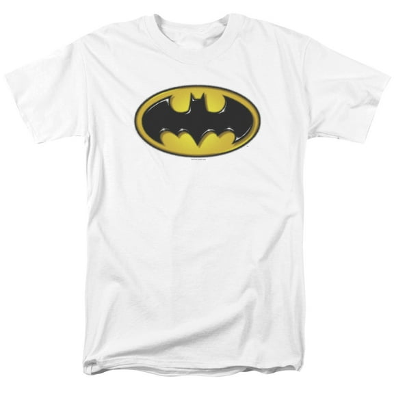 Batman Airbrush Bat Symbol S/S Adult 18/1 T-Shirt-White