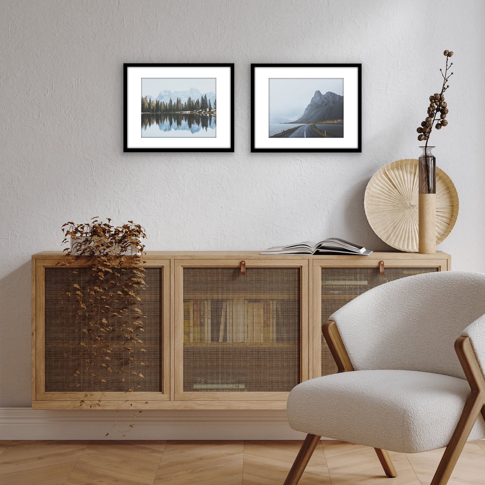 Americanflat 11x14 Picture Frame with 8x10 Mat Shatter-Resistant Glass 2 Pack Frames Display Photo Streamline - Black