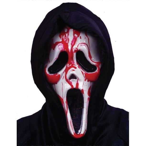 Bleeding Scream Mask with Artificial Blood and Black Hood One Size for Adults Licensed Mask