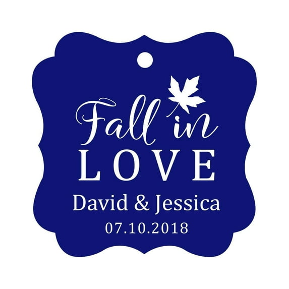 Darling Souvenir Fall in Love Autumn Fall Wedding Favor Hang Tags Custom Bonbonniere Tags-Blue-100 Tags