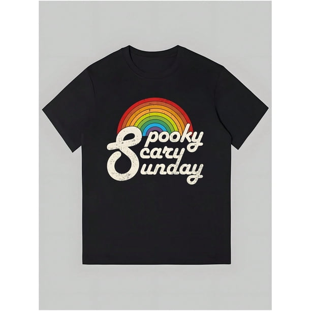 Halloween T-shirt - Spooky Scary Sunday Rainbow - Unisex Print, Summer Comfortable Casual Cotton T Shirt