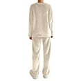 thumbnail image 3 of OGLCCG Women Fleece Pajama Set Ultra Soft 2 Piece Long Sleeve Flannel PJs Set Fall Winter Warm Crewneck Pullover Sleepwear Tops and Baggy Pjs Bottoms, 3 of 8