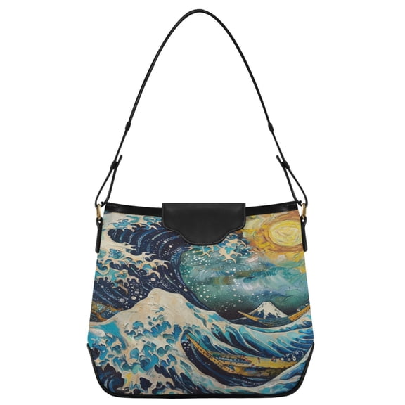 ALAZA Women Hobo Shoulder Handbag Wave Print Tote Bag Large Capacity Purse