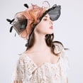 thumbnail image 3 of Yoyauz Women Sun Hat with Mesh Flower Decoration Wide Brim Hat Occasion Event Organza Fancy Church Dress Hat, 3 of 4