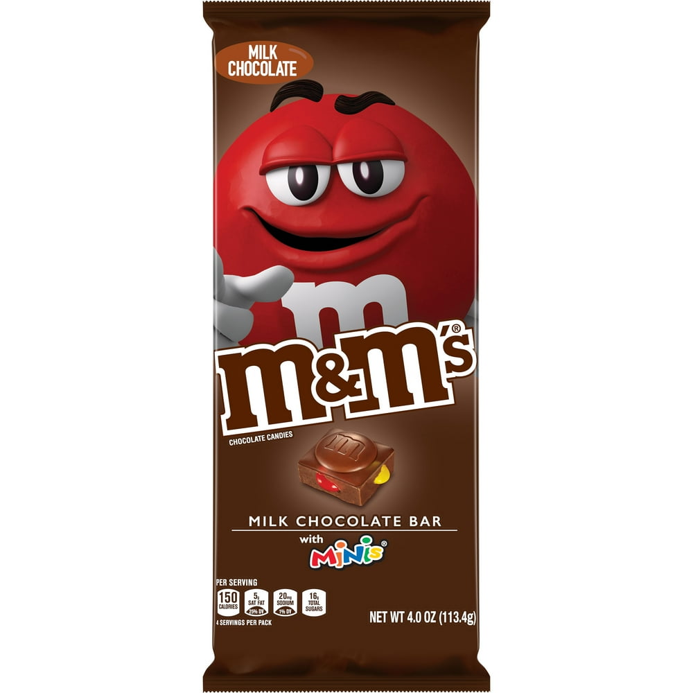 M&M'S Milk Chocolate Candy Bar, Chocolate Bar with Minis, 4 Oz