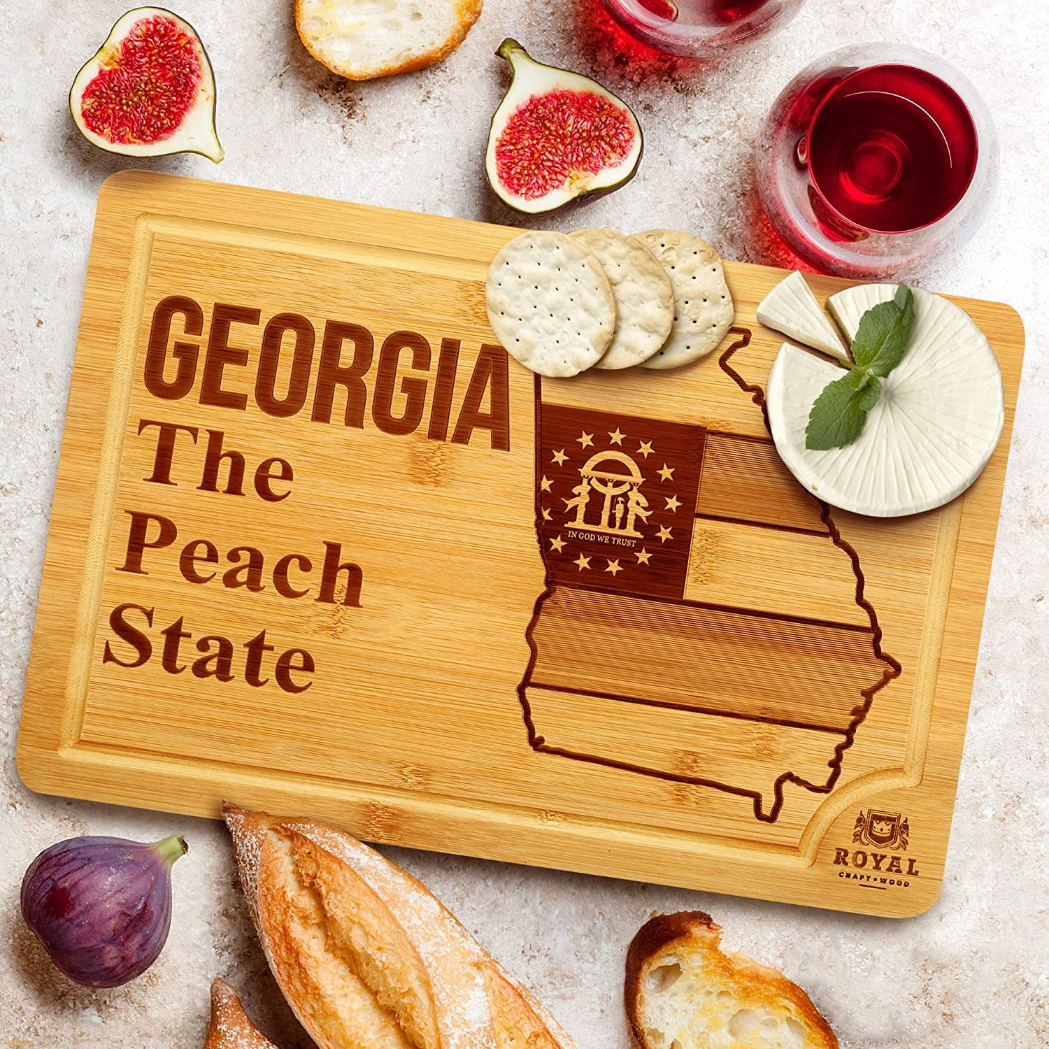 Georgia Cheese Board Bamboo State Cutting Board for Kitchen 
