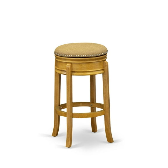 East West Furniture Amherst 30" Round Wood Counter Bar Stool in Vegas Gold/Oak