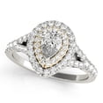 thumbnail image 2 of JewelMore Halo Pear-Shape Diamond Double Engagement Ring 3/4ct.tw H-I/I1-I2 14K, 2 of 6
