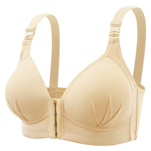 WILLBEST Brasier Mujer Push Up Sujetador Fino Sin Aros De Acero Para Mujer, Color Liso, Con Botones Delanteros, Transpirable, Con Frunces, Ropa Interior Cómoda.