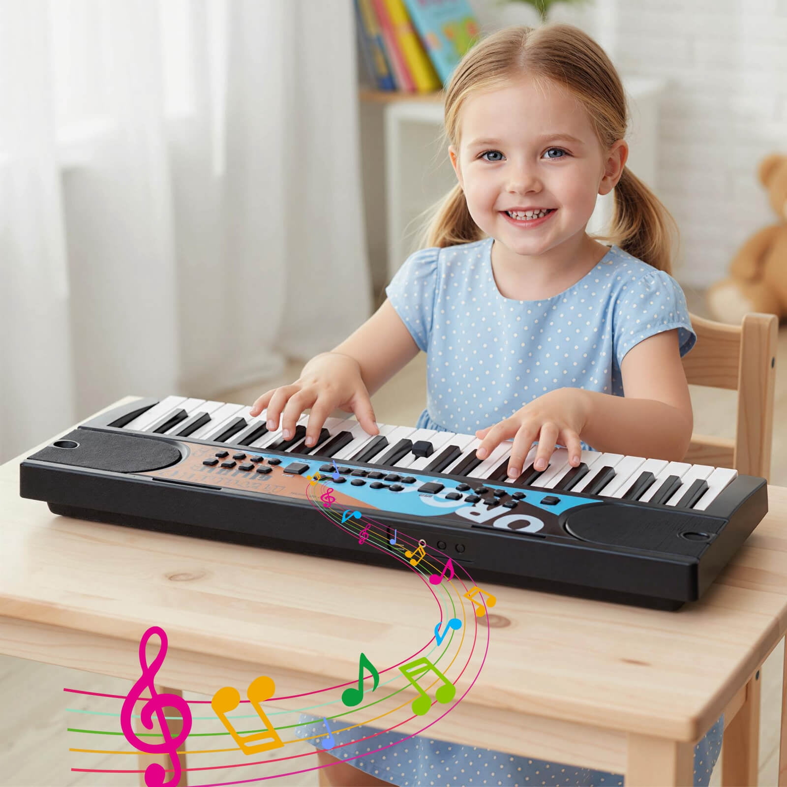 Costway 49 Keys Portable Electric Keyboard Piano with 8 Rhythms, 8 Tones & 10 Demos, Black
