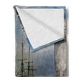 thumbnail image 2 of Sailboat Soft Flannel Fleece Throw Blanket, Pirate Merchant Shipnchored in the Bay of Fortbandoned Rockst Shore, Cozy Plush for Indoor and Outdoor Use, 50" x 70", Pale Muave Beige, by Ambesonne, 2 of 5