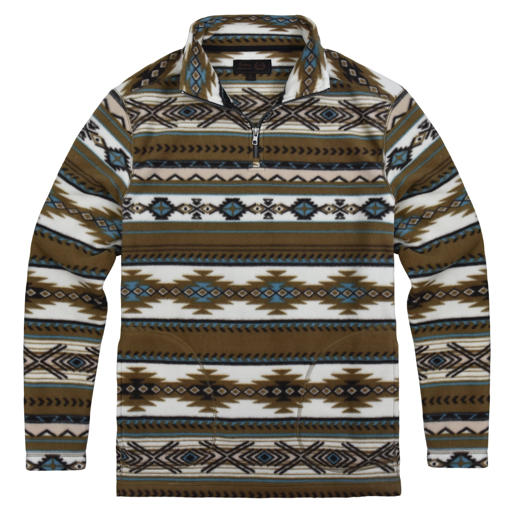 zip pullover Aztec Fleece - BROWN 