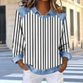 thumbnail image 2 of Dazajoo Womens Long Sleeve Waffle Knit Tunic Oversized Colorblock Sweatshirts with Denim Patchwork Dressy Y2K Streetwear,White,S, 2 of 5