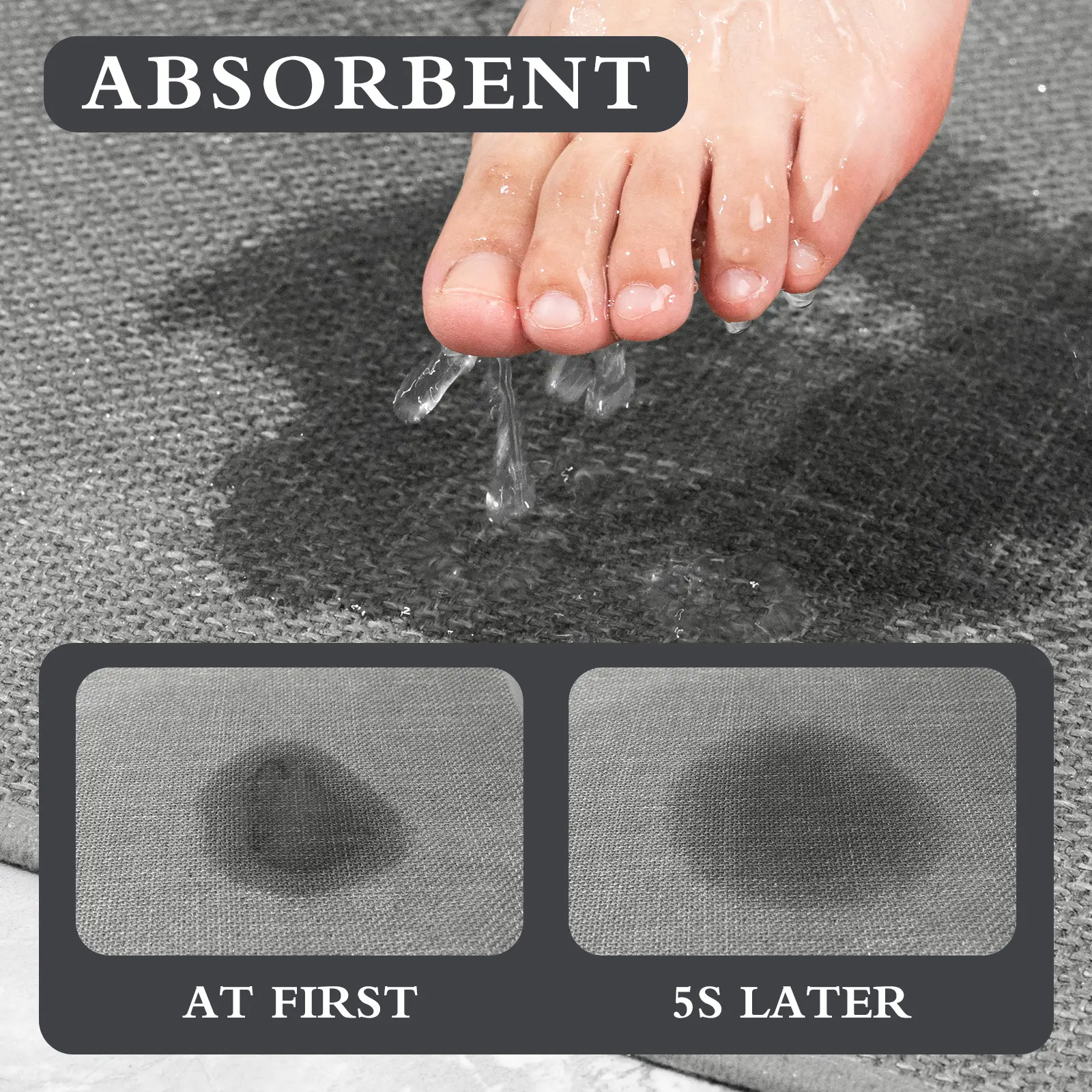 ChakmeOne Bathroom Rug Set 3 Piece, Non Slip Bath Mats,Super Absorbent Quick Dry Machine Washable,Complete Bath Mats for Shower Tub Floor & Toilet, 17"x24"+17"x32"+17.5"x24"U-Shape