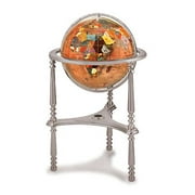 Copper Amber Gemstone Globe 13-inch Ambassador Silver Stand