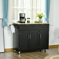thumbnail image 2 of HOMCOM Kitchen Island, Utility Serving Cart with 2 Storage Drawers, Black, 2 of 10