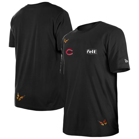 Men's-New Era x Felt  Black Cincinnati Reds T-Shirt