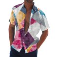 thumbnail image 1 of Men's Summer New Loose Print Short Sleeve Shirt Cardigan Beach Shirt 3XL, 1 of 5