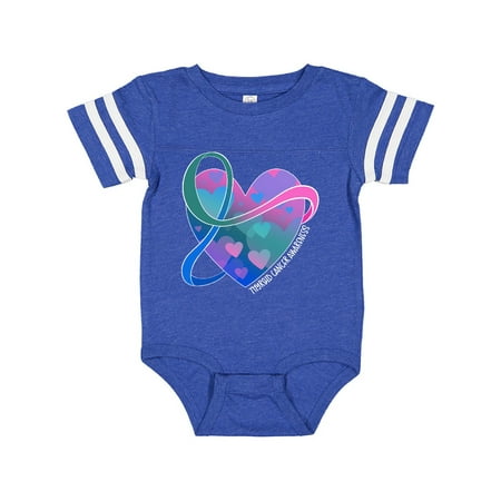

Inktastic Thyroid Cancer Awareness Pink Teal Blue Ribbon Around Heart Gift Baby Boy or Baby Girl Bodysuit