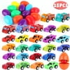 26 Packs Easter Eggs with 26 Assorted Pull Back Race Cars and Fire Engine Trucks for Kids Easter Egg Hunt Games or Easter Basket Stuffers