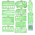 thumbnail image 6 of Ruler Tailor Measuring Kit Drafting Drawing Multifunctional 11PCS Art Plastic Clear Green Geometric Drawings Templates, 6 of 20