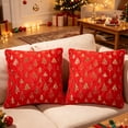 thumbnail image 3 of Christmas Pillow Covers, Yamaziot 18x18 in Pillow Cases Set of 2, Christmas Tree Plush Decorative Throw Pillow Covers Red Xmas Home Decor Pillowcases, 3 of 7