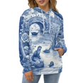 thumbnail image 4 of Blue Willow Ceramic Background Texture Men's Women Vintage 3D Hooded Sweatshirt - All-Season Loose Fit Streetwear, 4 of 6