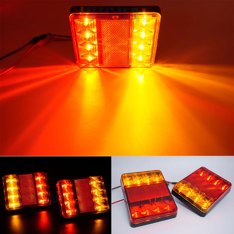 thumbnail image 4 of 8 luces traseras LED 2 piezas, remolque multifuncional, luz amarilla roja superbrillante, luces indicadoras/de freno/de giro, IP65 a prueba de agua para camión/remolque, 4 of 5