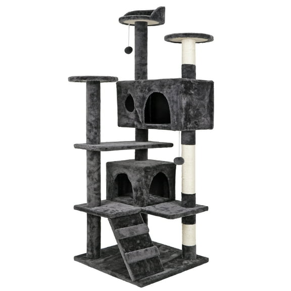 HomGarden 53-inch Cat Tree Cat Tower Condo W/Scratching Posts, Kitten Play House Dark Gray